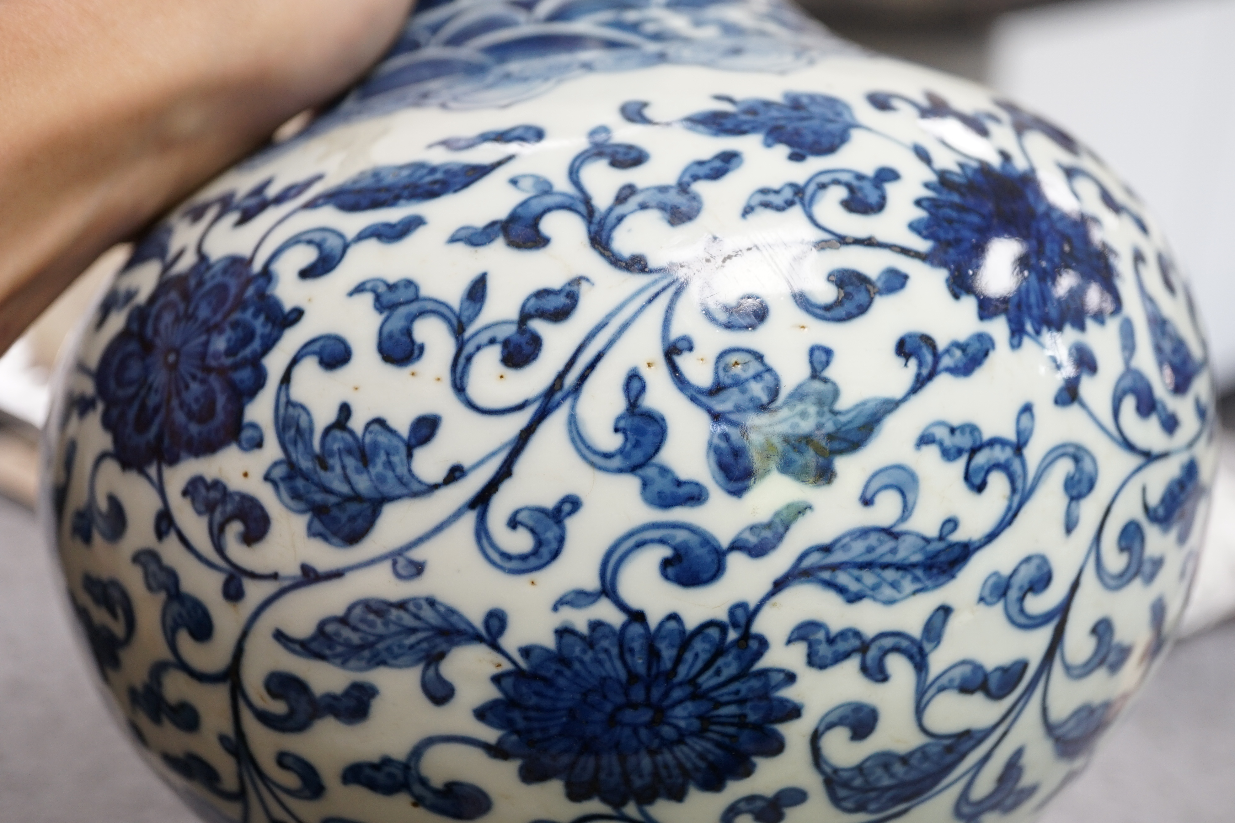 A Chinese blue and white ‘lotus’ vase, 20th century